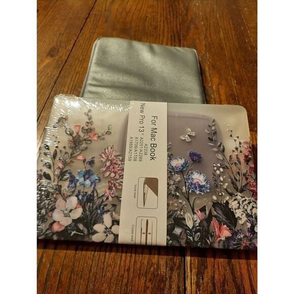 New KECC Silver and Clear Floral Butterfly MacBook Pro 13" Sleeve and Protection - Picture 1 of 5